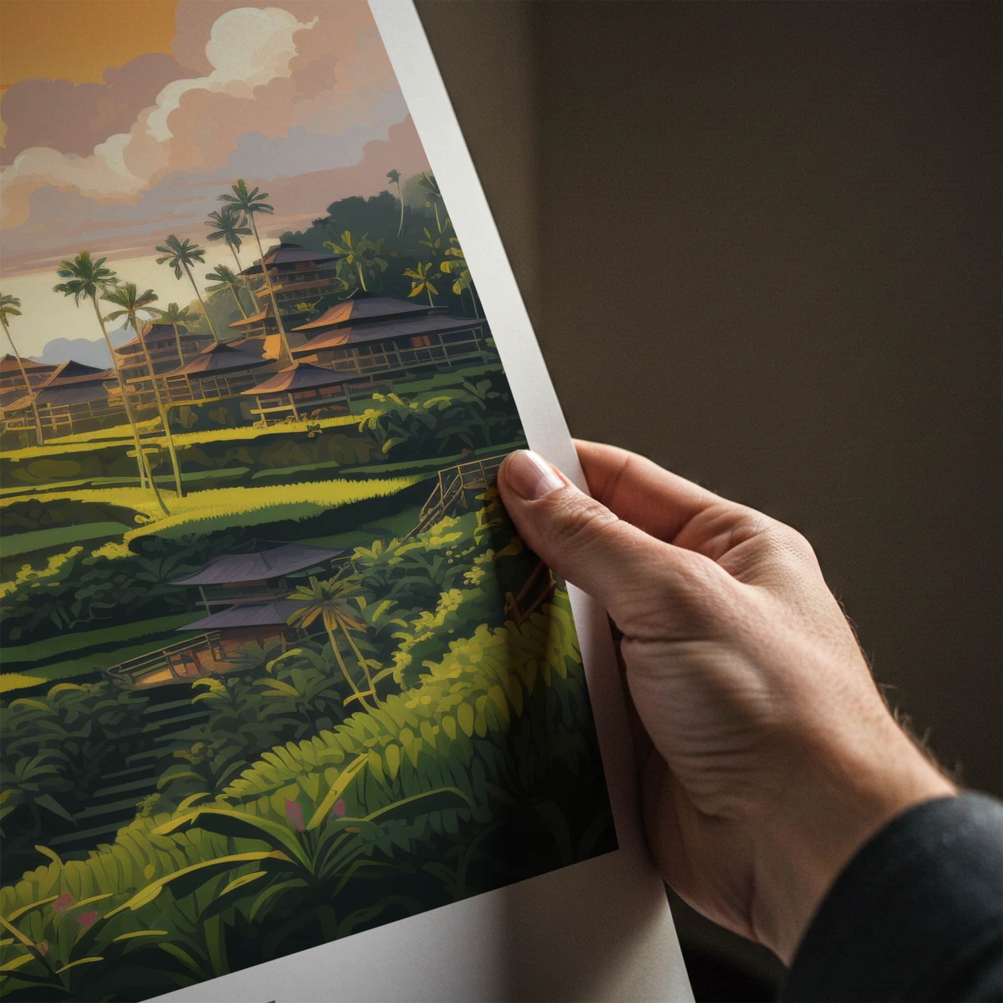 Bali Poster - Indonesia Travel Art - Terraced Rice Paddies Home Decor
