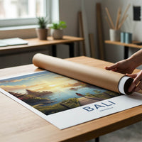 Bali Poster - Indonesia Travel Art - Tropical Temple Sunset Home Decor