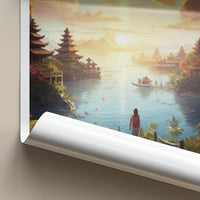 Bali Poster - Indonesia Travel Art - Tropical Temple Sunset Home Decor