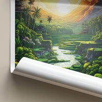 Bali Poster - Indonesia Travel Print - Exotic Rice Terraces View Framed Decor