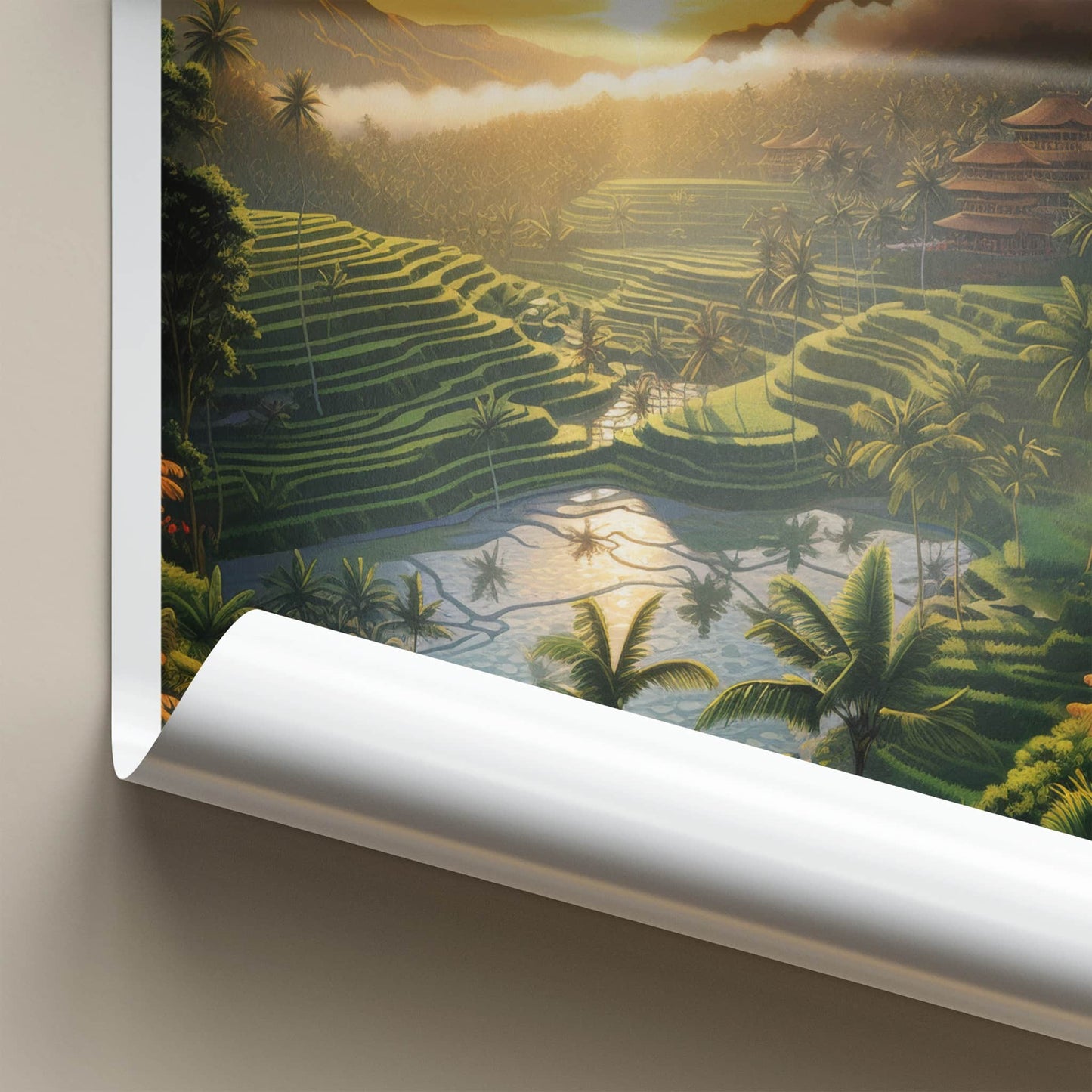 Bali Poster - Indonesia Travel Print - Serene Sunset Terraces Lounge Decor