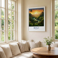 Bali Poster - Indonesia Travel Print - Tropical Jungle Temples Lounge Decor