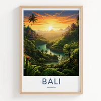 Bali Poster - Indonesia Travel Print - Tropical Jungle Temples Lounge Decor
