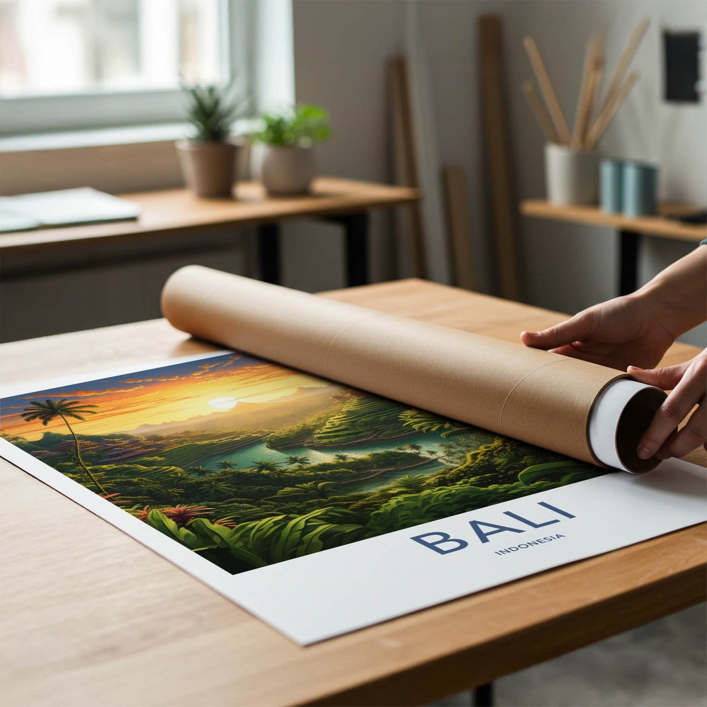 Bali Poster - Indonesia Travel Print - Tropical Jungle Temples Lounge Decor