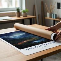 Baliem Valley Poster - Indonesia Travel Art - Moonlit River Huts Home Decor