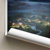 Baliem Valley Poster - Indonesia Travel Art - Moonlit Valley Village Home Decor