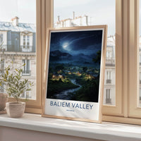 Baliem Valley Poster - Indonesia Travel Art - Moonlit Valley Village Home Decor