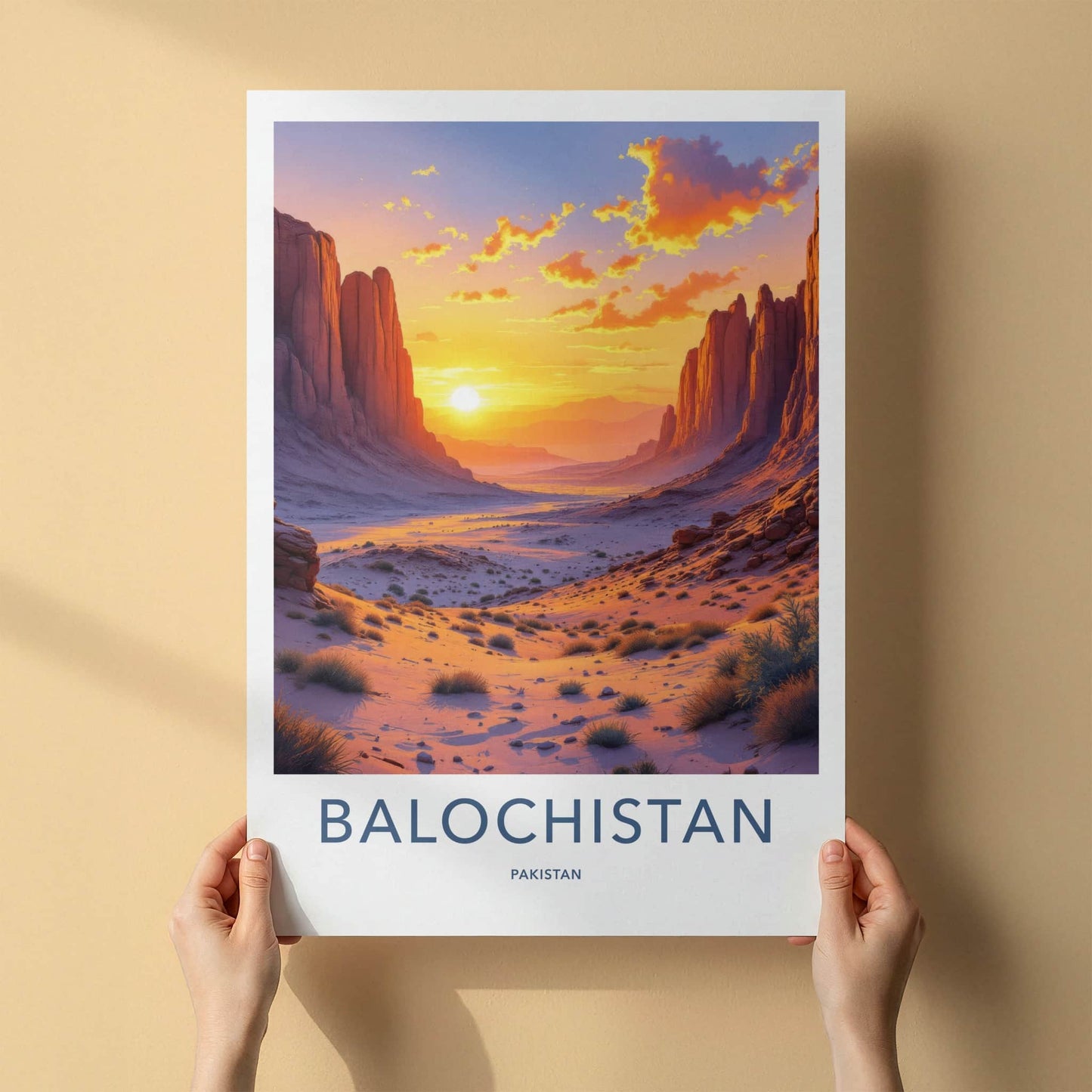 Balochistan Poster - Pakistan Art Print - Desert Canyon Sunset Home Decor