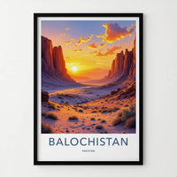 Balochistan Poster - Pakistan Art Print - Desert Canyon Sunset Home Decor