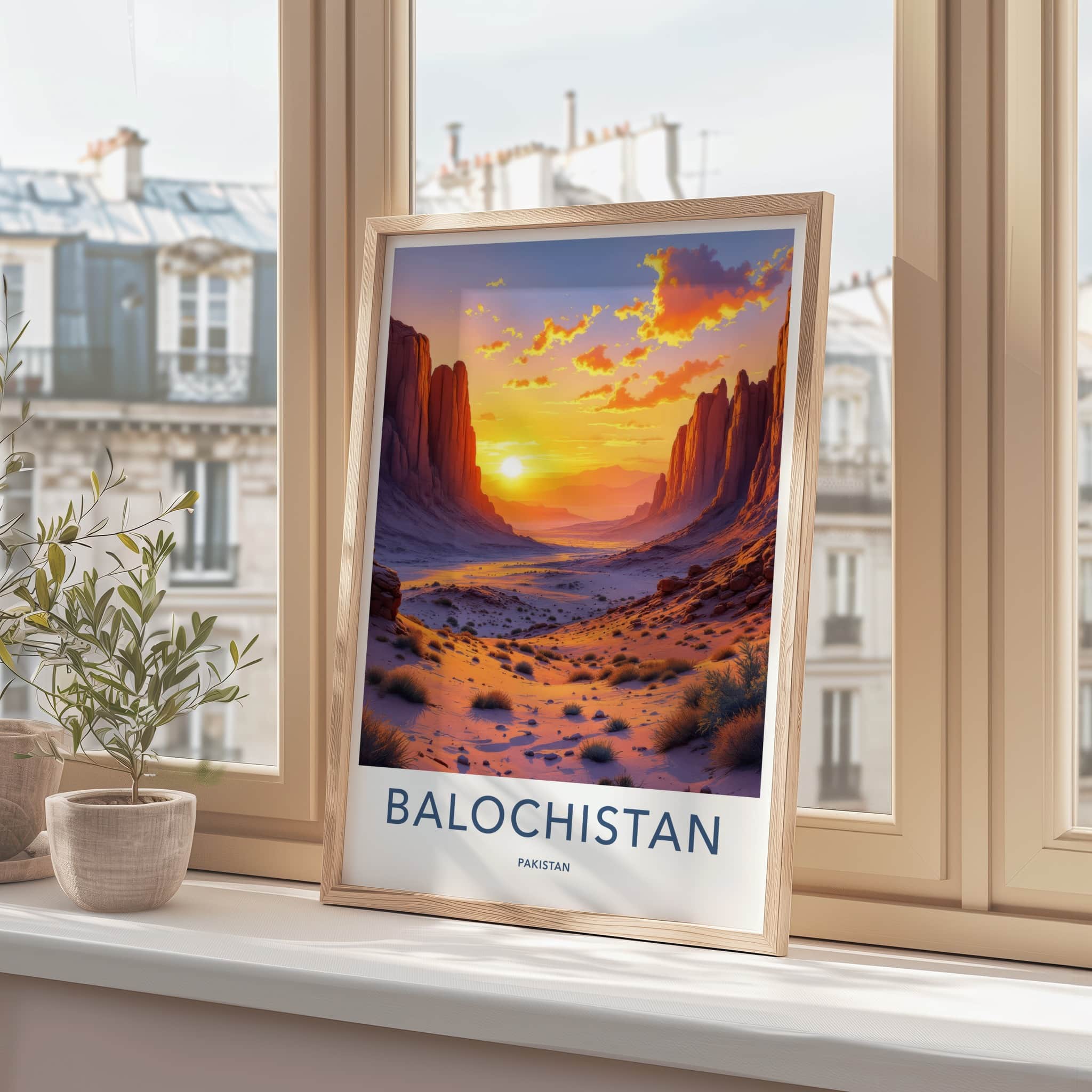 Balochistan Poster - Pakistan Art Print - Desert Canyon Sunset Home Decor