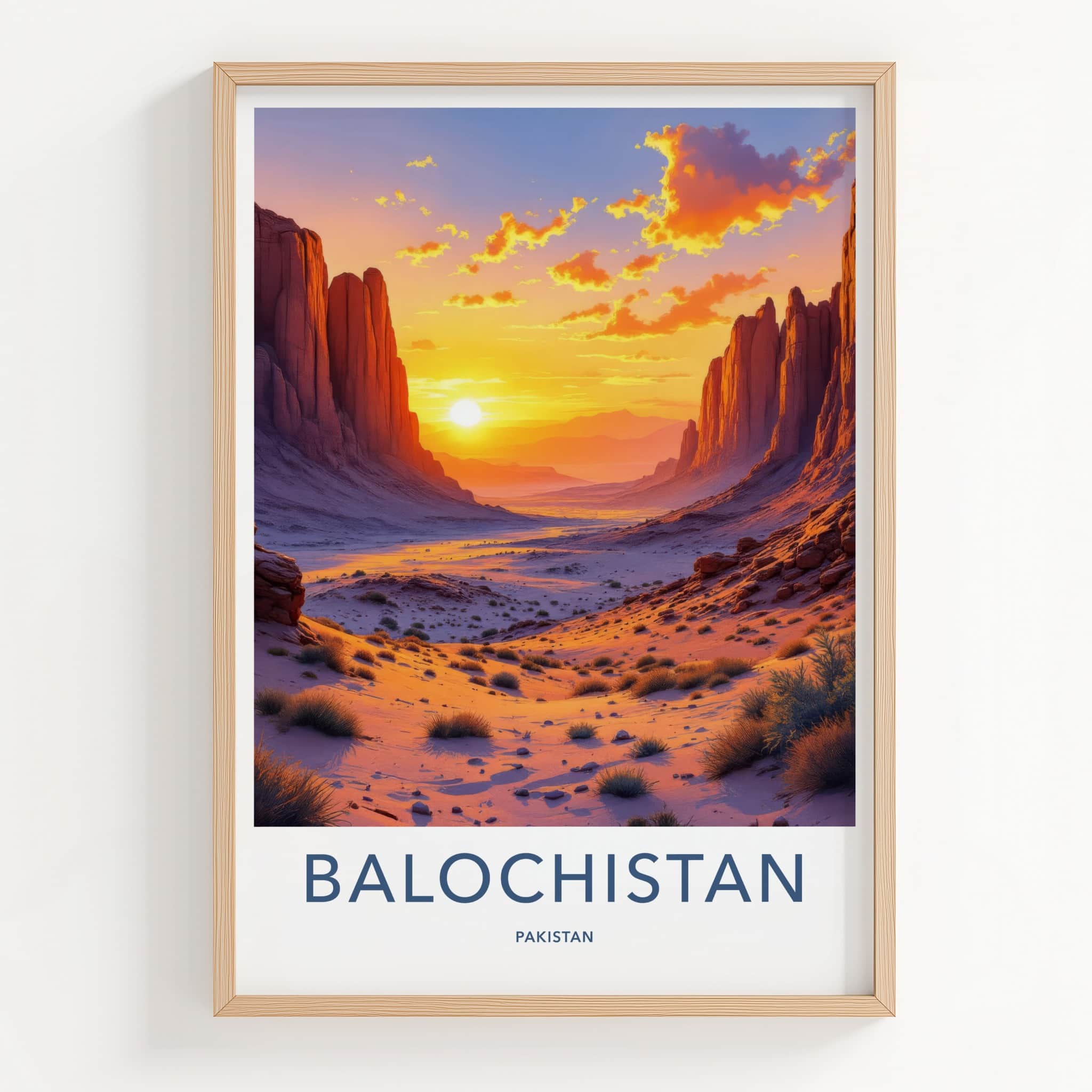 Balochistan Poster - Pakistan Art Print - Desert Canyon Sunset Home Decor