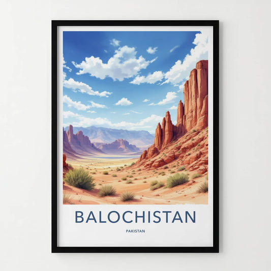 Balochistan Poster - Pakistan Travel Art - Arid Canyon Vista Home Decor