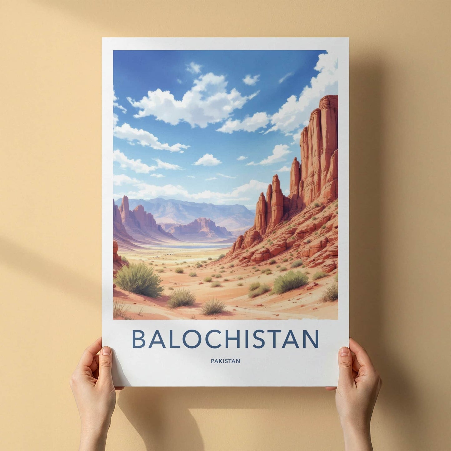 Balochistan Poster - Pakistan Travel Art - Arid Canyon Vista Home Decor