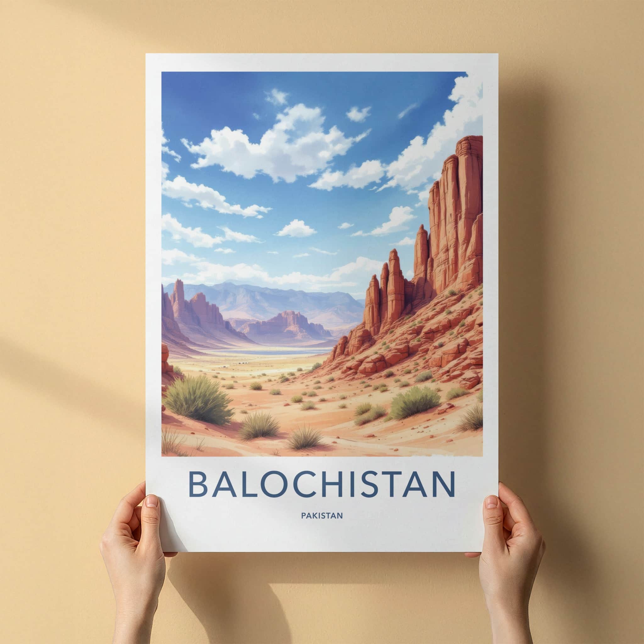 Balochistan Poster - Pakistan Travel Art - Arid Canyon Vista Home Decor
