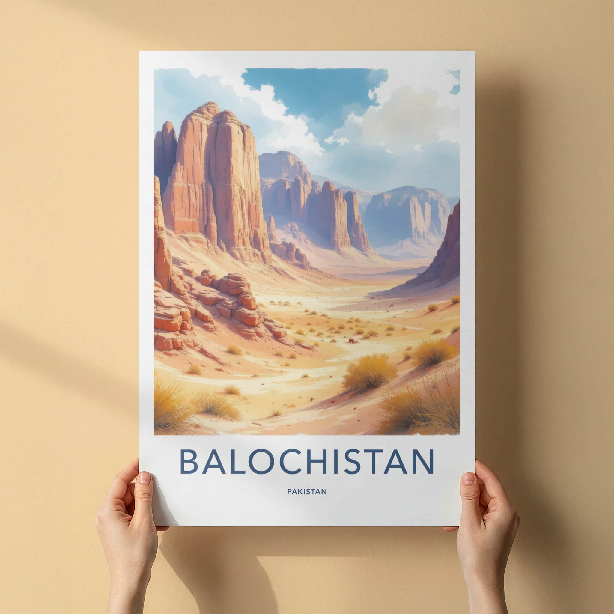 Balochistan Poster - Pakistan Travel Art - Towering Rock Canyon Wall Decor
