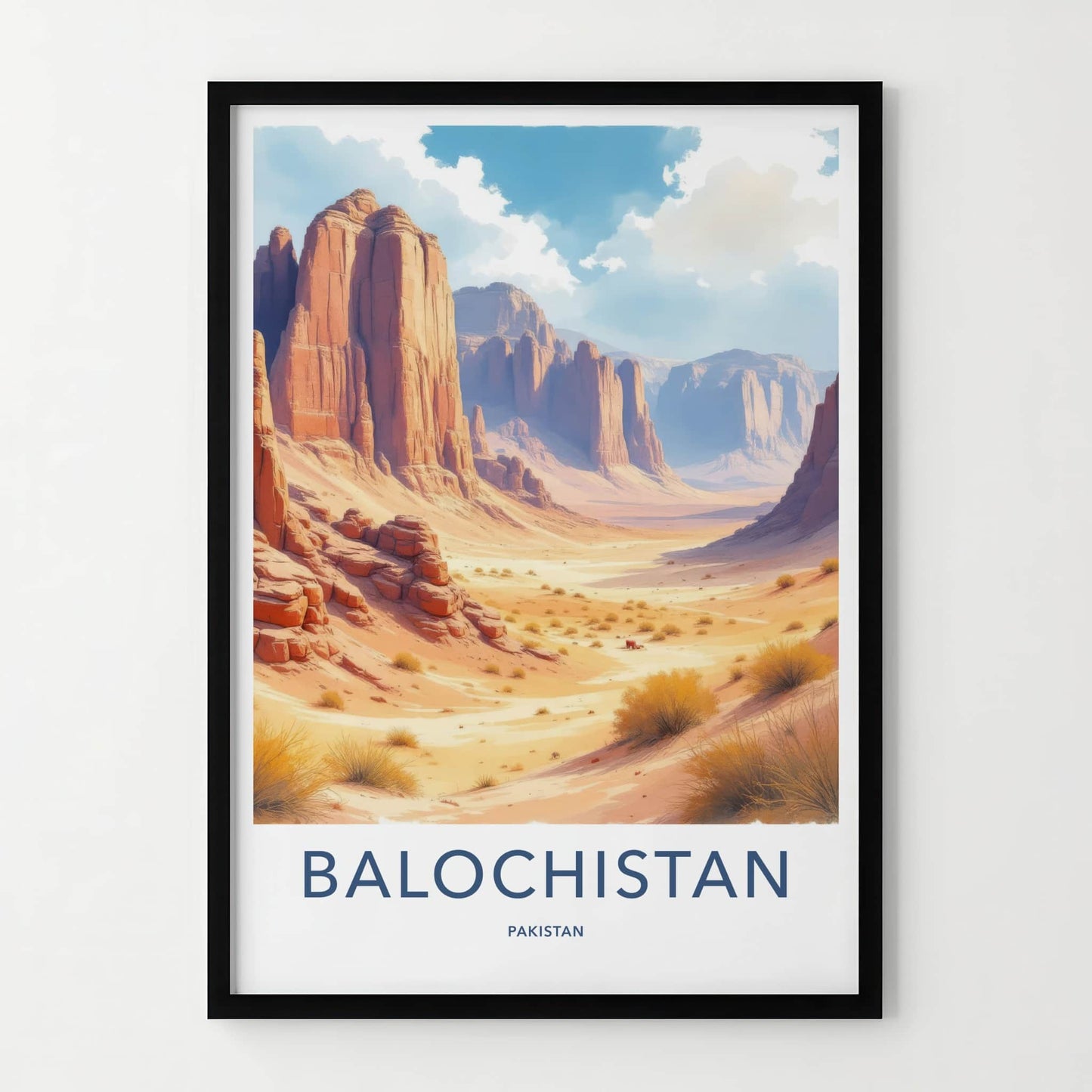 Balochistan Poster - Pakistan Travel Art - Towering Rock Canyon Wall Decor