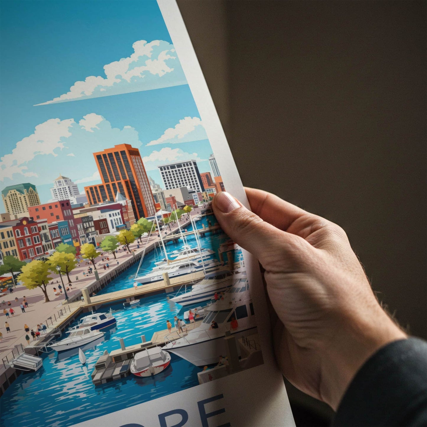 Baltimore Poster - Maryland Wall Art - Lively City Harbor Home Decor
