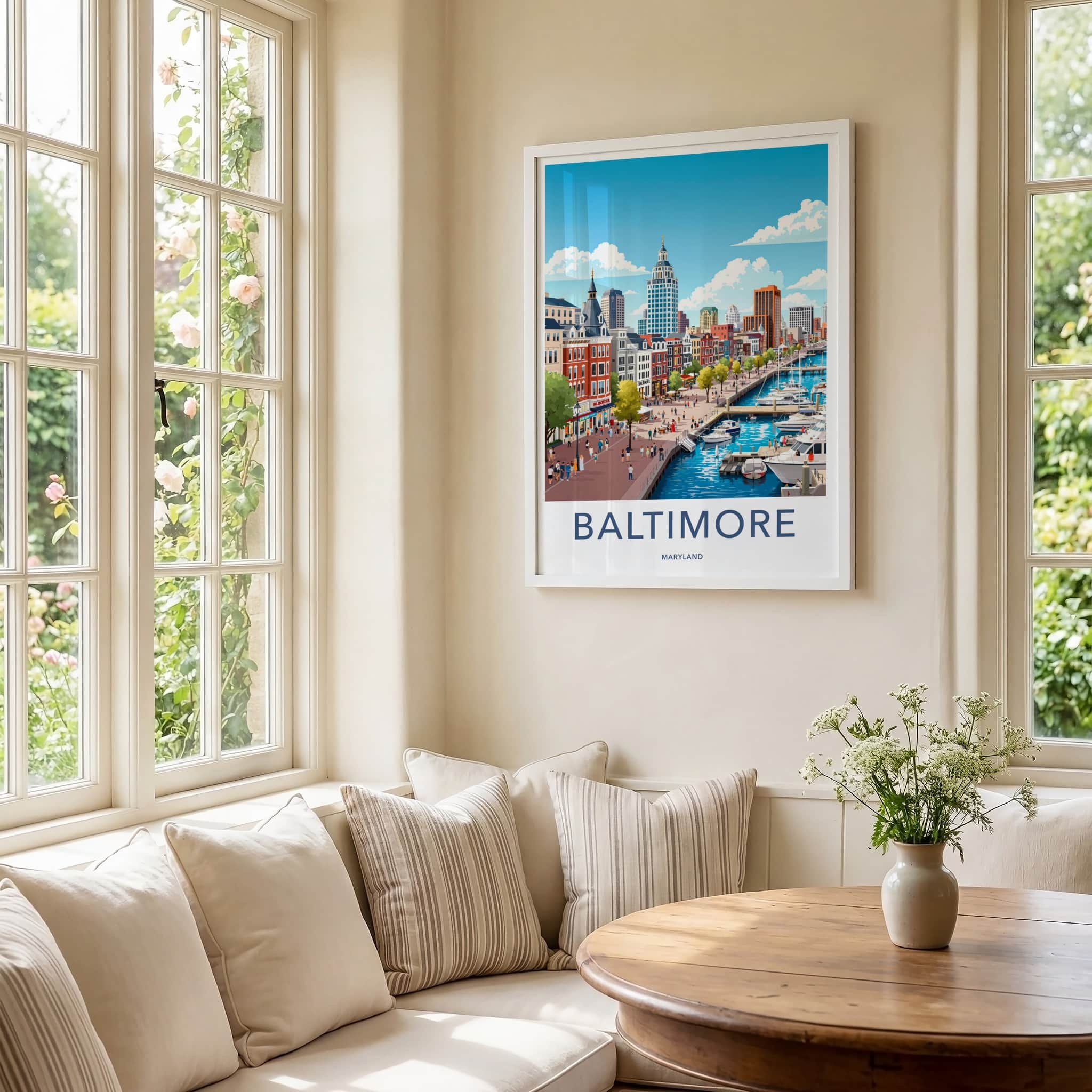 Baltimore Poster - Maryland Wall Art - Lively City Harbor Home Decor