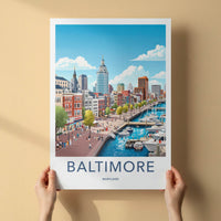 Baltimore Poster - Maryland Wall Art - Lively City Harbor Home Decor