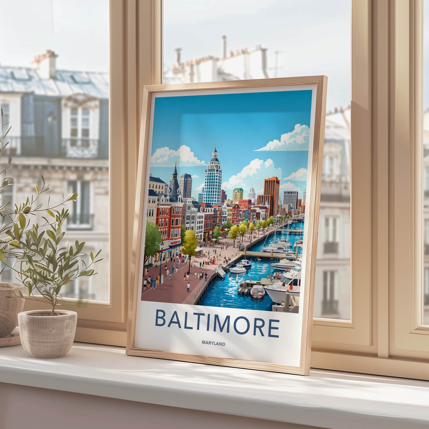 Baltimore Poster - Maryland Wall Art - Lively City Harbor Home Decor