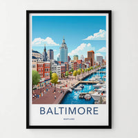 Baltimore Poster - Maryland Wall Art - Lively City Harbor Home Decor