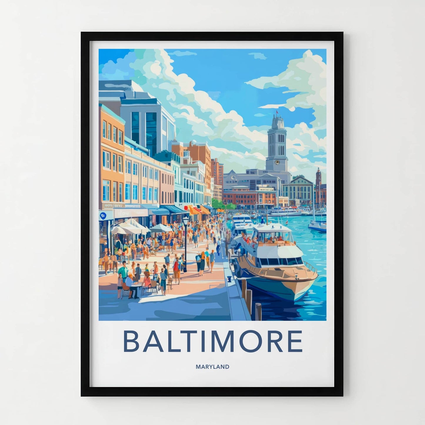 Baltimore Poster - Maryland Wall Art - Vibrant Harbor Scene Home Decor