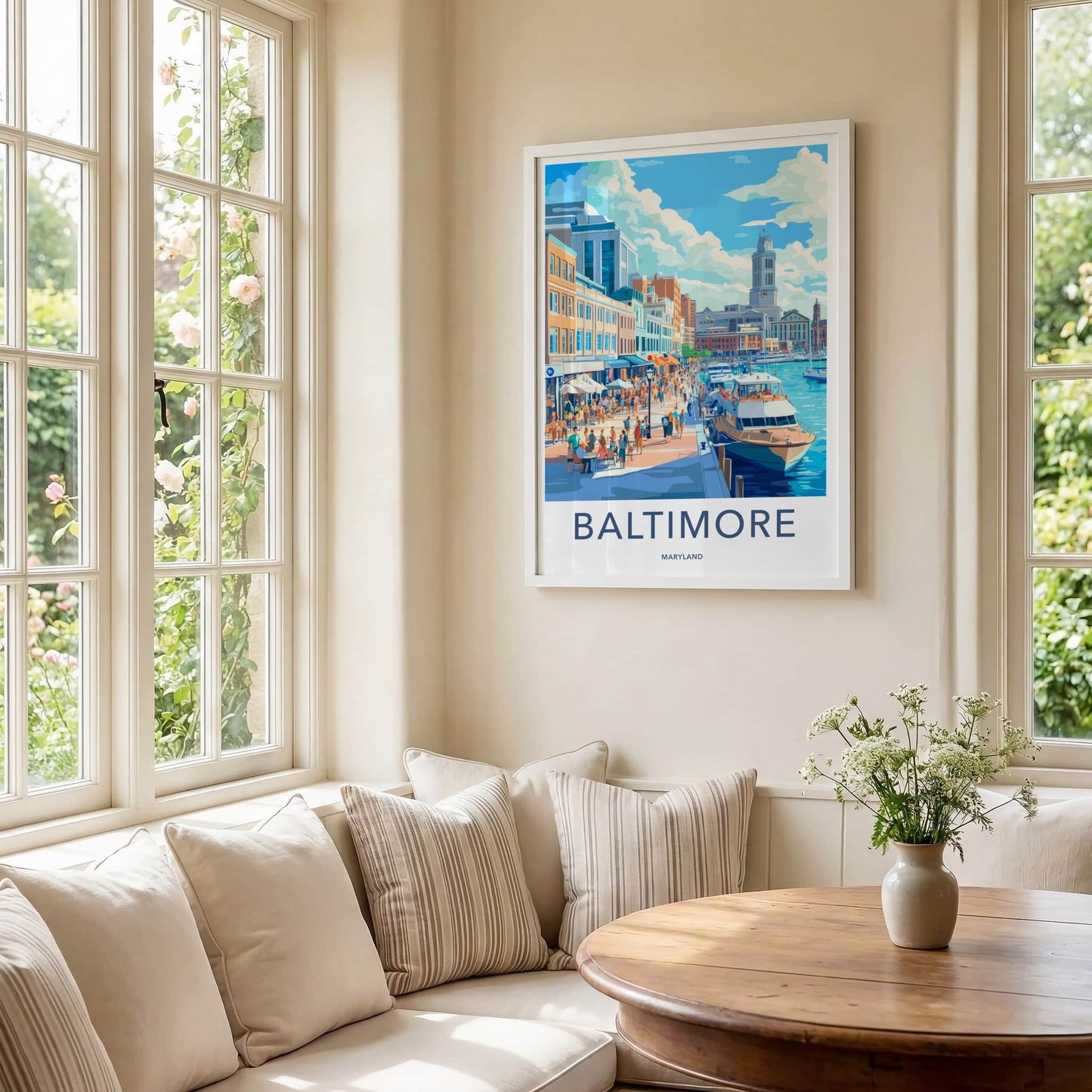 Baltimore Poster - Maryland Wall Art - Vibrant Harbor Scene Home Decor