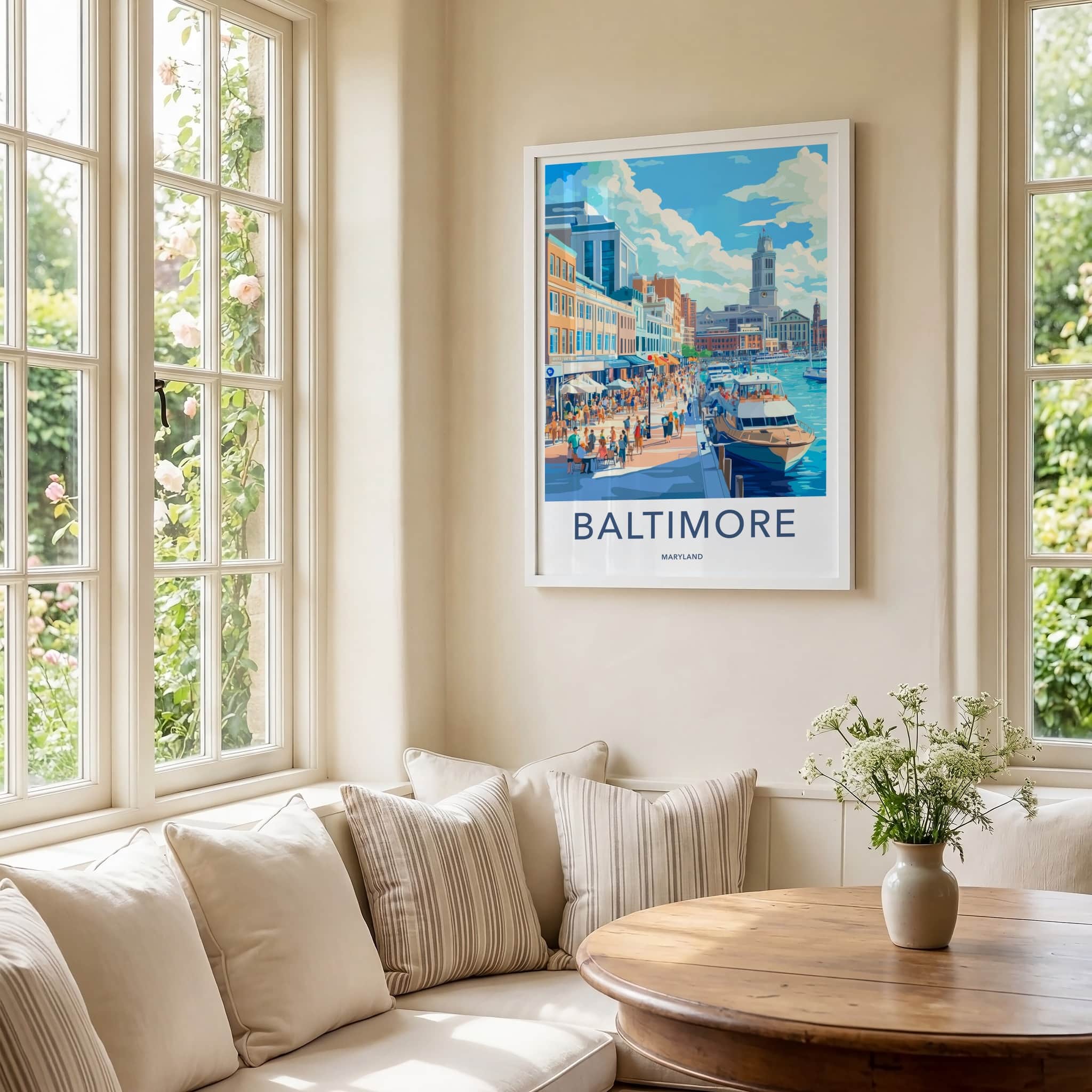 Baltimore Poster - Maryland Wall Art - Vibrant Harbor Scene Home Decor