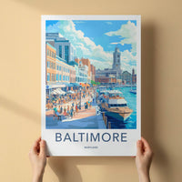 Baltimore Poster - Maryland Wall Art - Vibrant Harbor Scene Home Decor