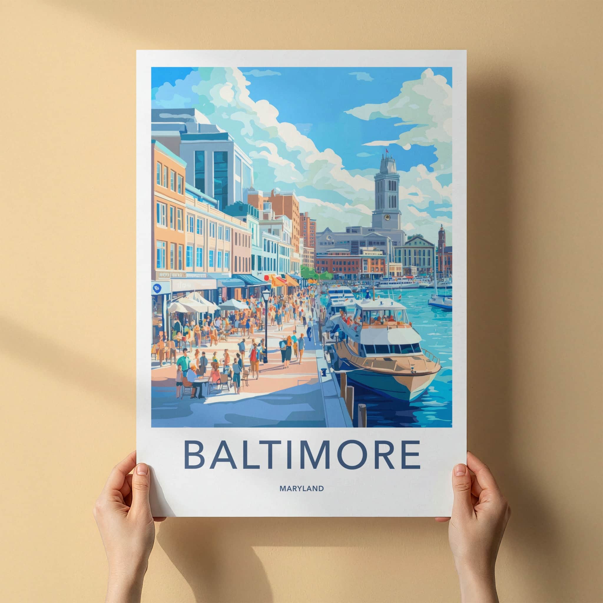 Baltimore Poster - Maryland Wall Art - Vibrant Harbor Scene Home Decor