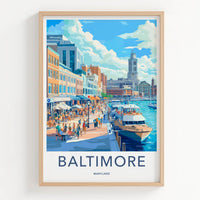 Baltimore Poster - Maryland Wall Art - Vibrant Harbor Scene Home Decor