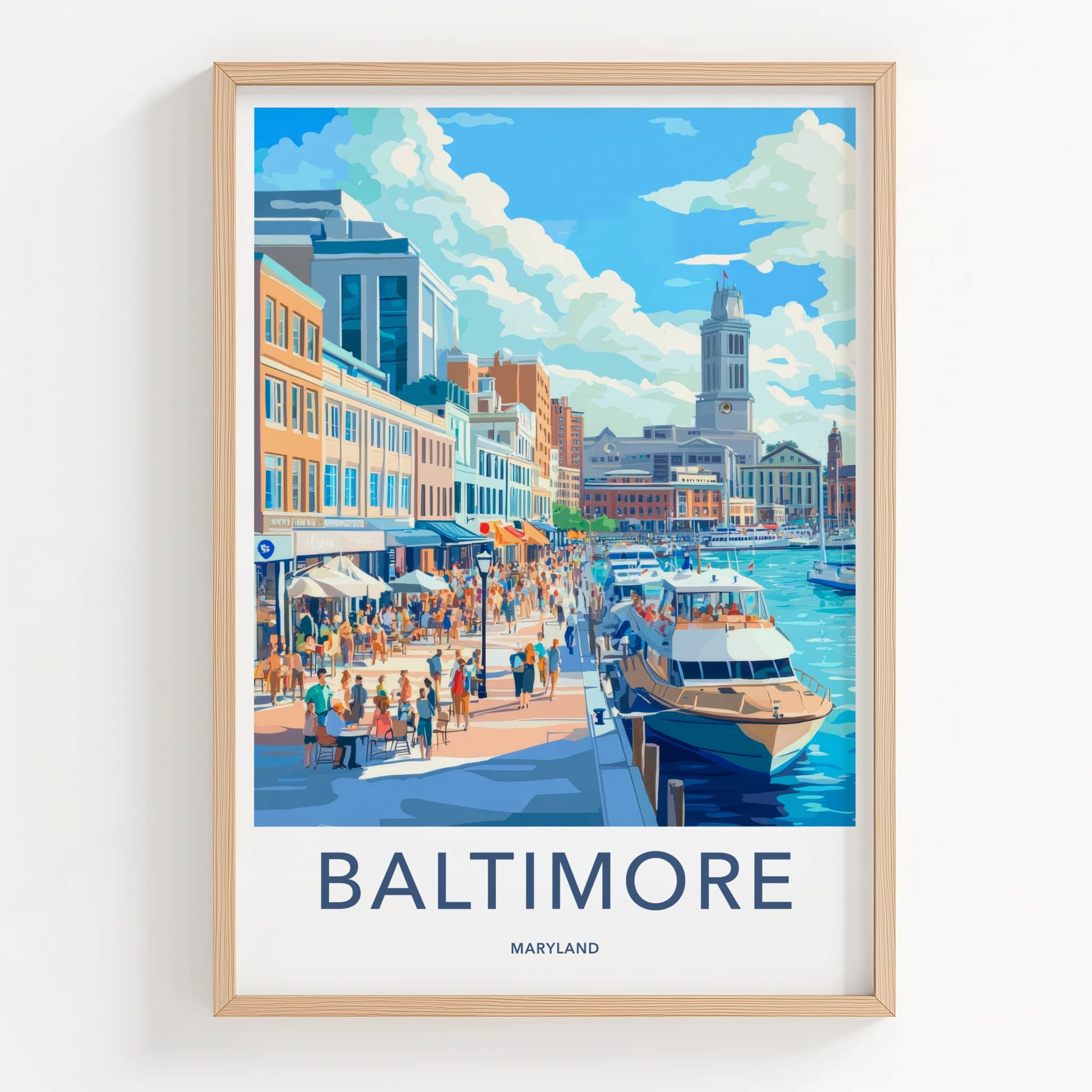 Baltimore Poster - Maryland Wall Art - Vibrant Harbor Scene Home Decor