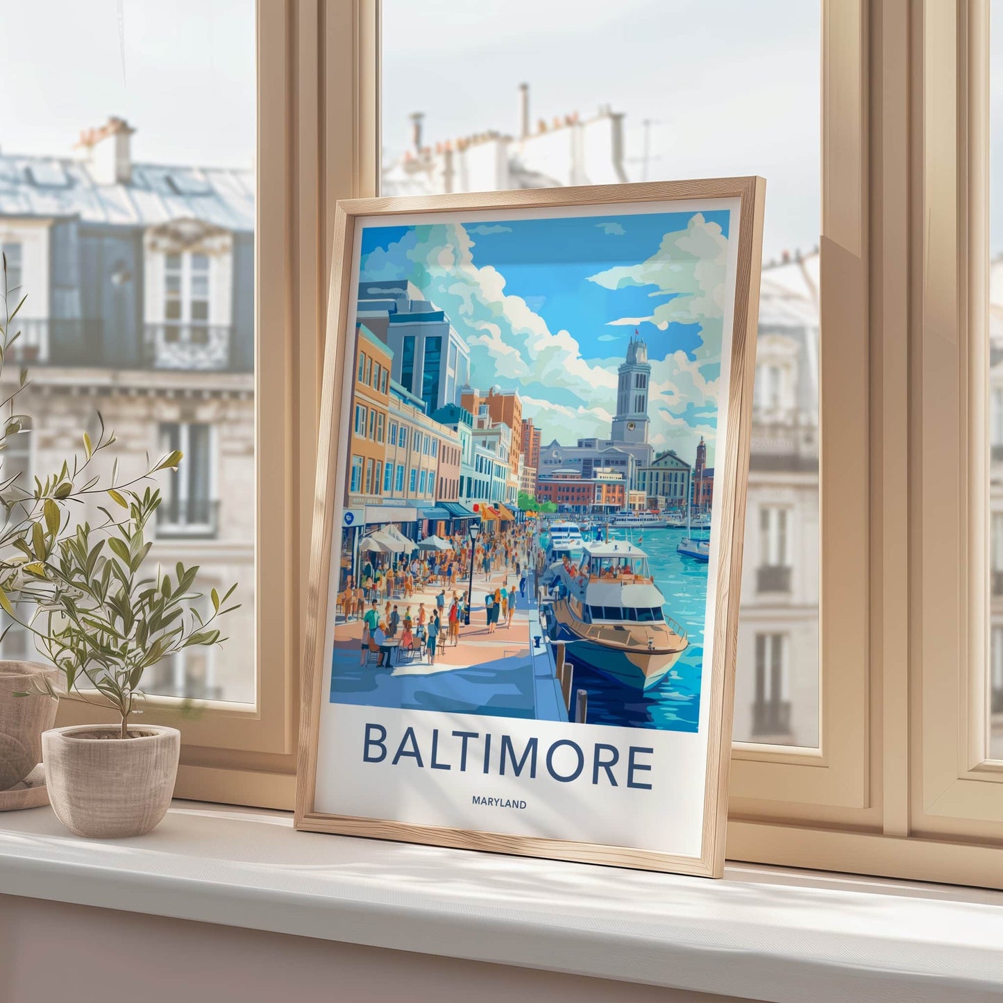 Baltimore Poster - Maryland Wall Art - Vibrant Harbor Scene Home Decor