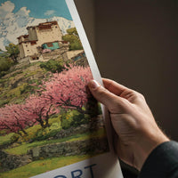 Baltit Fort Poster - Pakistan Travel Art - Spring Blossom Fort Home Decor