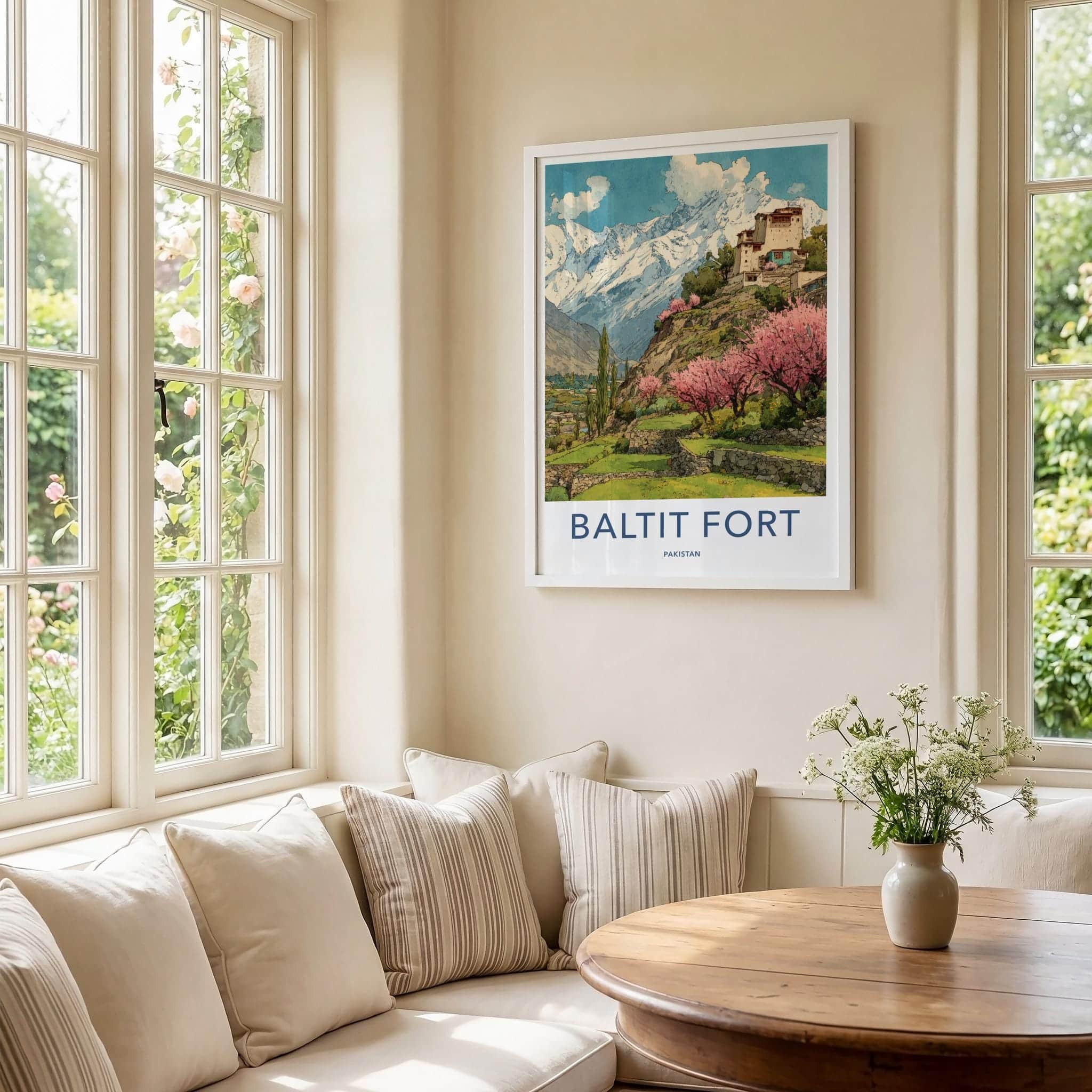 Baltit Fort Poster - Pakistan Travel Art - Spring Blossom Fort Home Decor