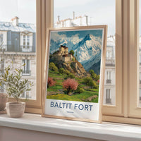 Baltit Fort Poster - Pakistan Travel Print - mountain spring blossoms Wall Decor