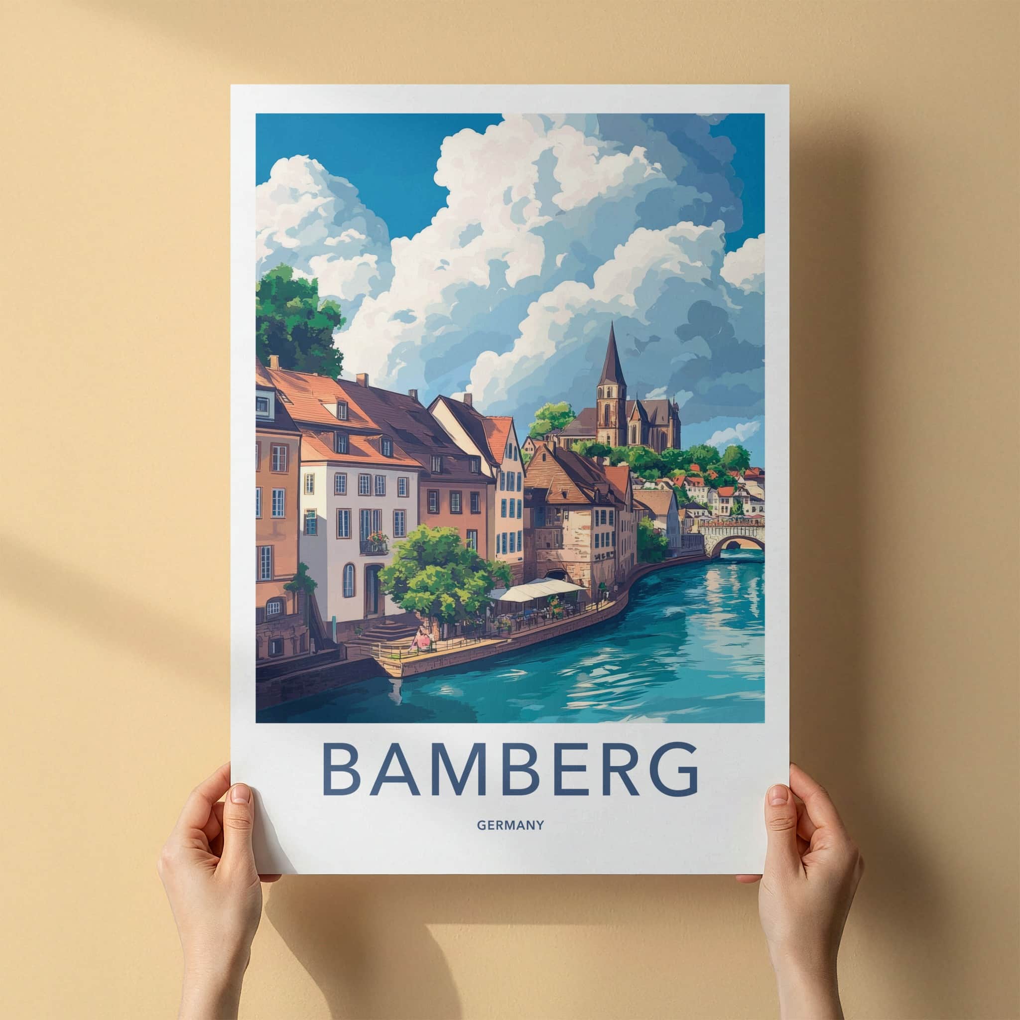 Bamberg Poster - Germany Travel Art - Historic River Town Wall Decor