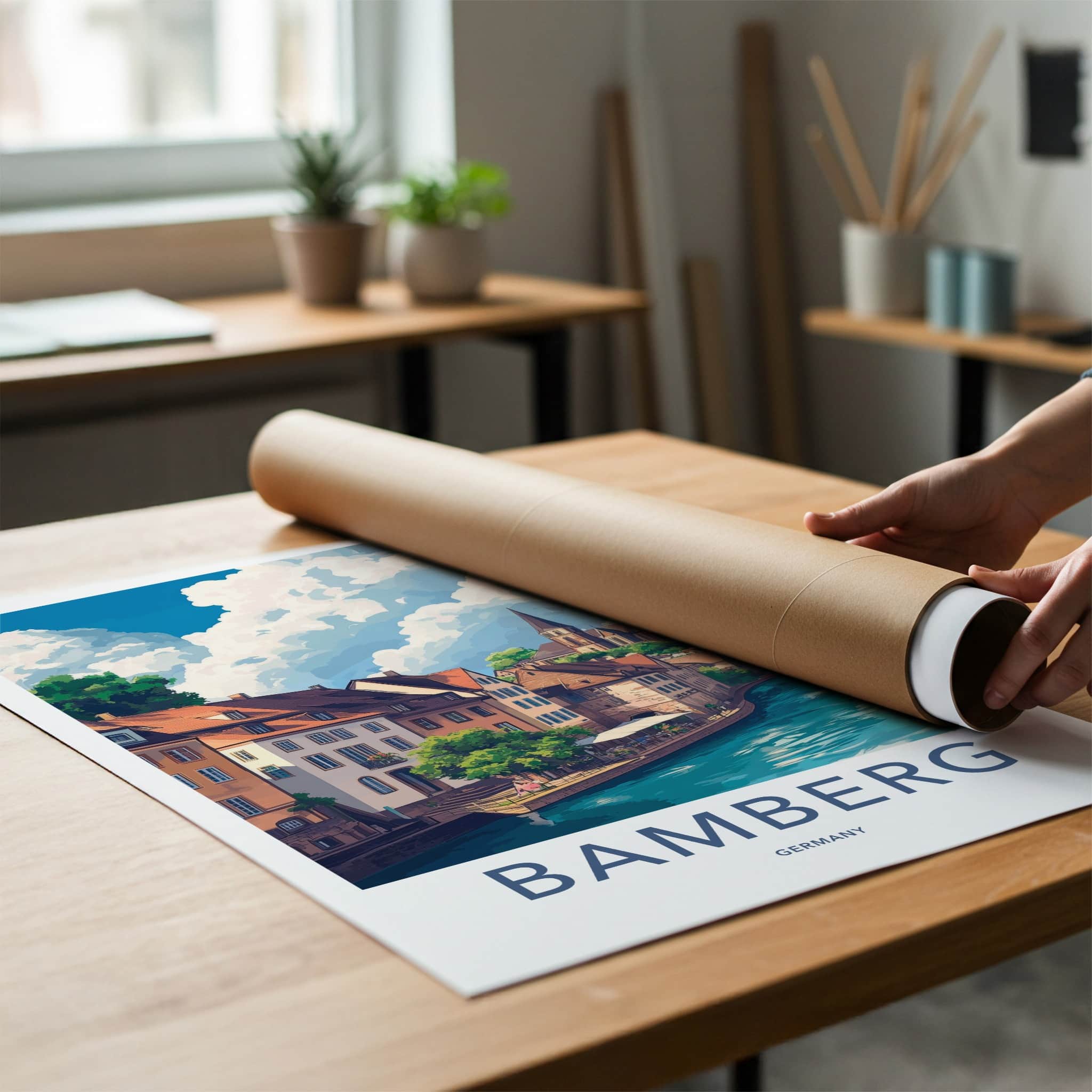 Bamberg Poster - Germany Travel Art - Historic River Town Wall Decor