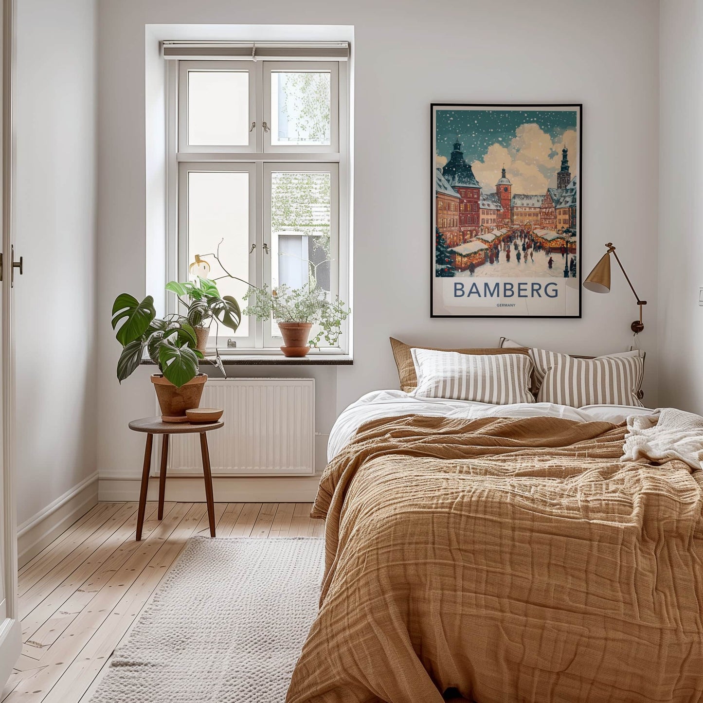 Bamberg Poster - Germany Travel Art - Snowy Market Square Home Decor