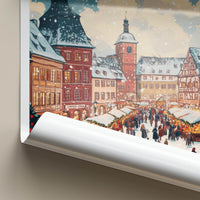 Bamberg Poster - Germany Travel Art - Snowy Market Square Home Decor