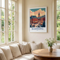 Bamberg Poster - Germany Travel Art - Snowy Market Square Home Decor