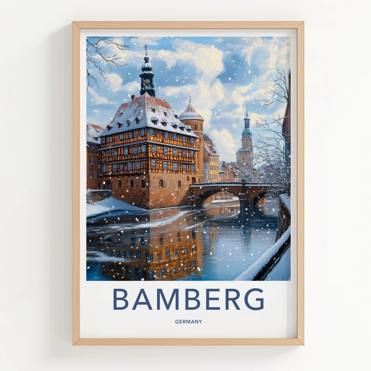 Bamberg Poster - Germany Travel Art - Snowy River Town Home Decor