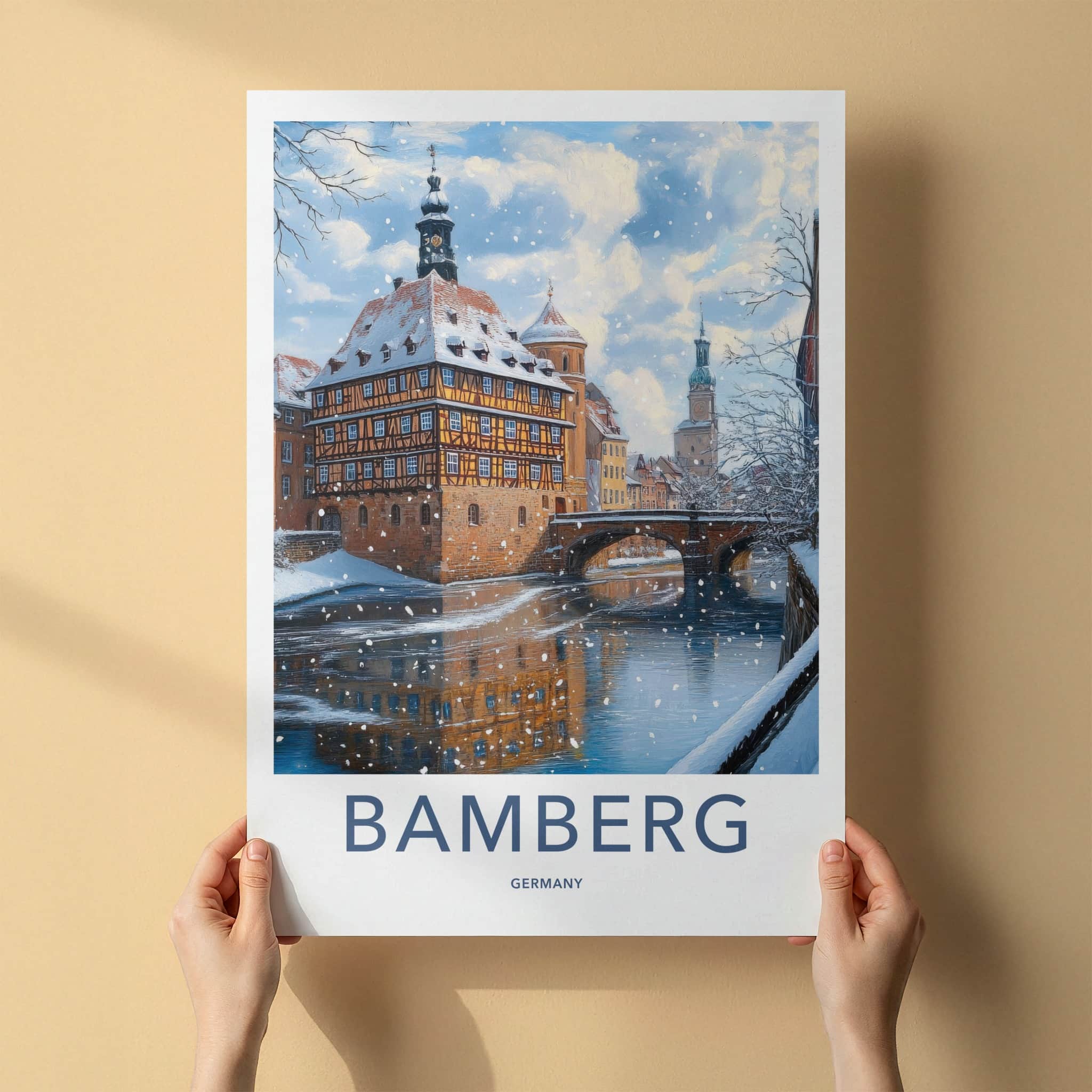 Bamberg Poster - Germany Travel Art - Snowy River Town Home Decor