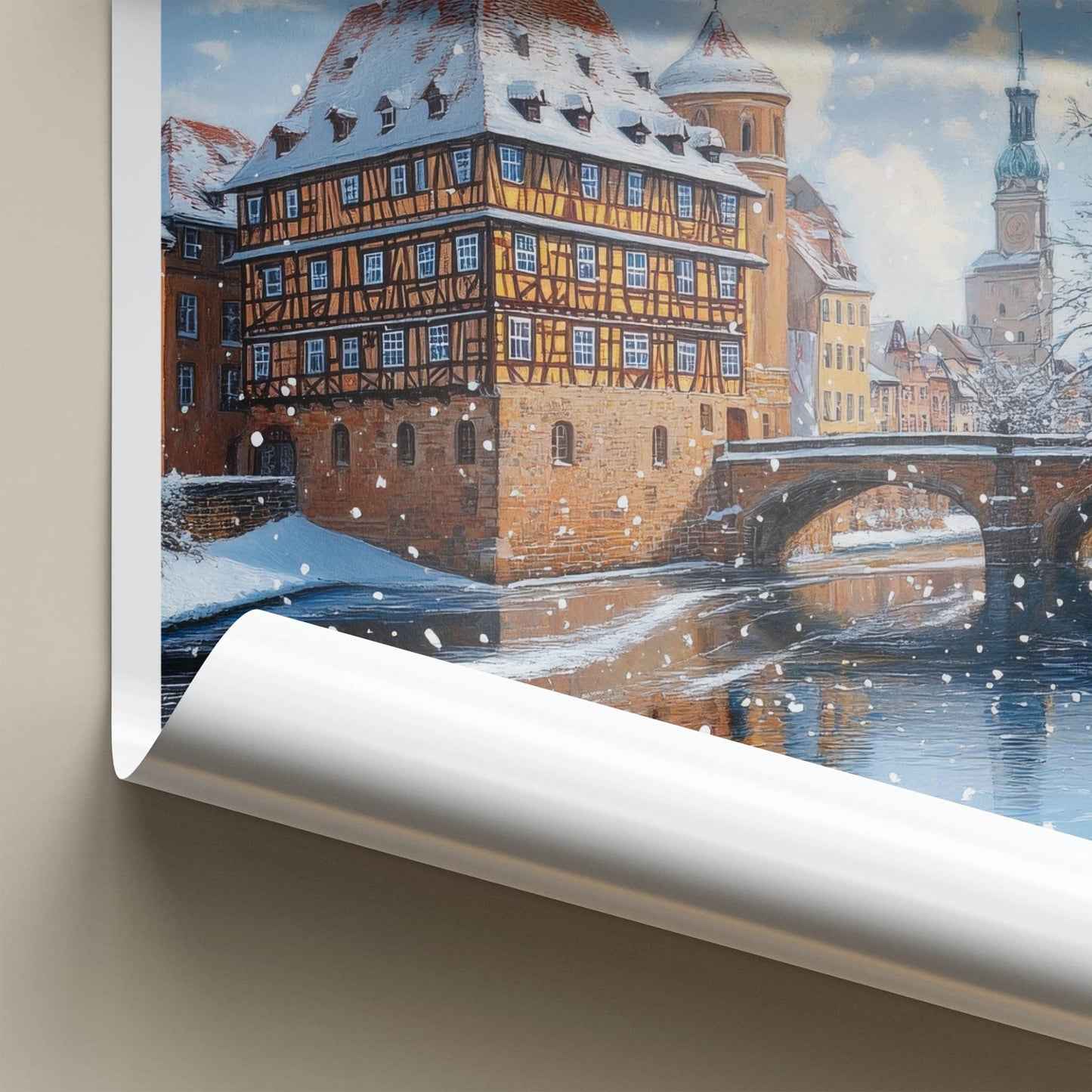 Bamberg Poster - Germany Travel Art - Snowy River Town Home Decor