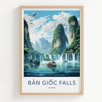 Ban Gioc Falls Poster - Vietnam Travel Art - Lush Mountains Waterfalls Home Decor