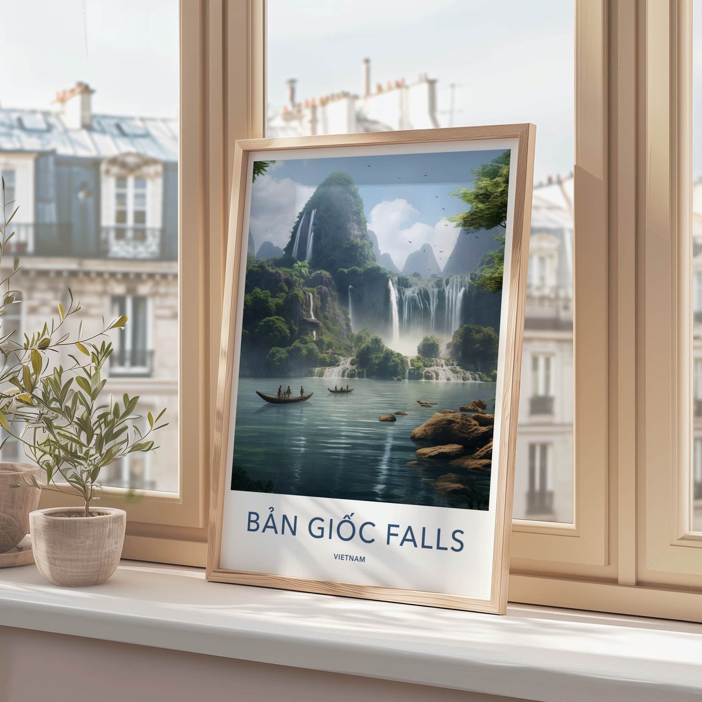 Ban Gioc Falls Poster - Vietnam Travel Art - Mountain River Falls Home Decor