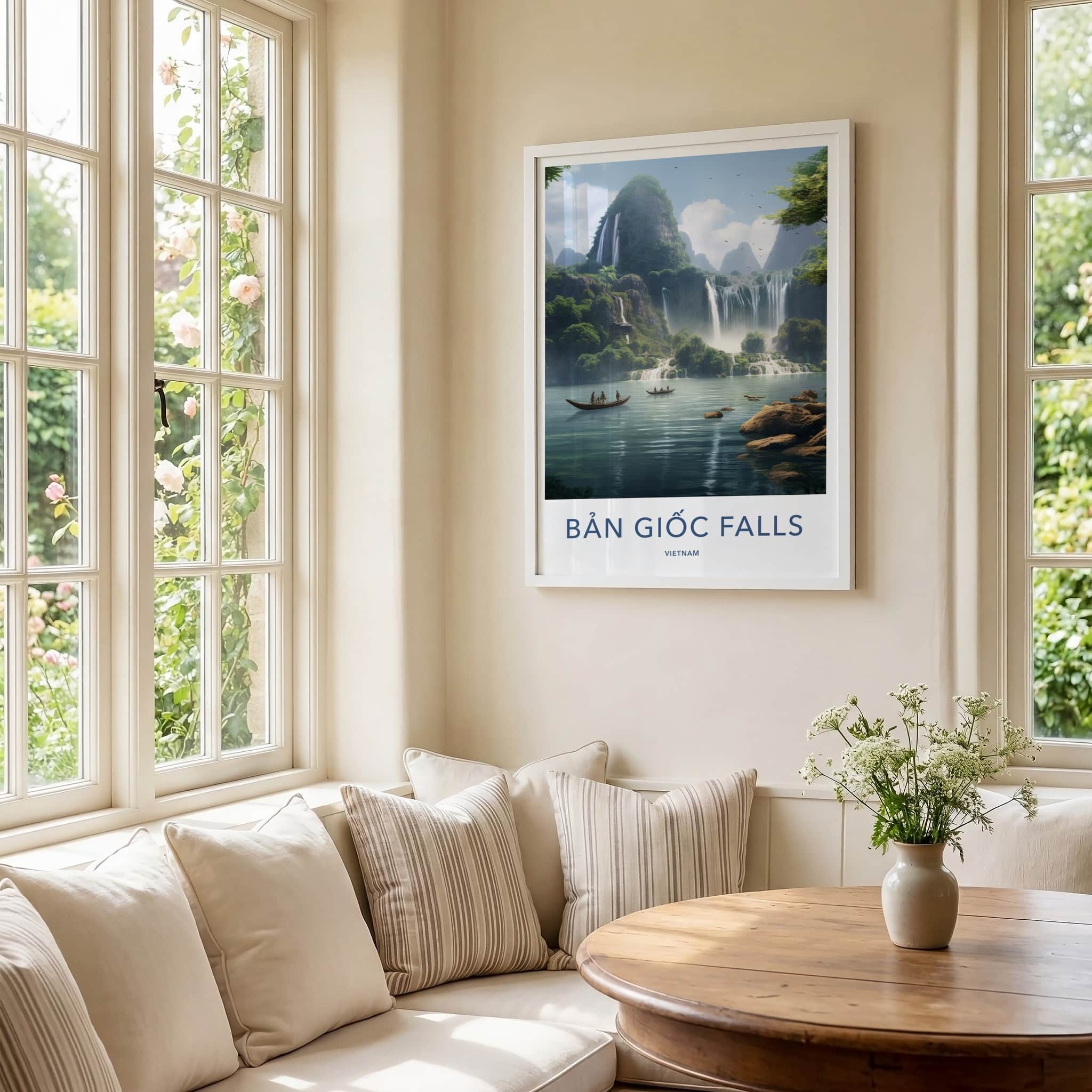 Ban Gioc Falls Poster - Vietnam Travel Art - Mountain River Falls Home Decor