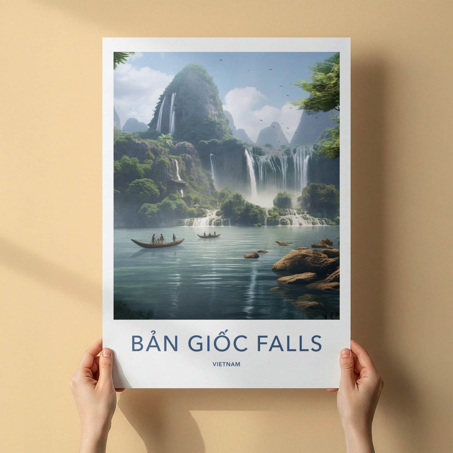 Ban Gioc Falls Poster - Vietnam Travel Art - Mountain River Falls Home Decor