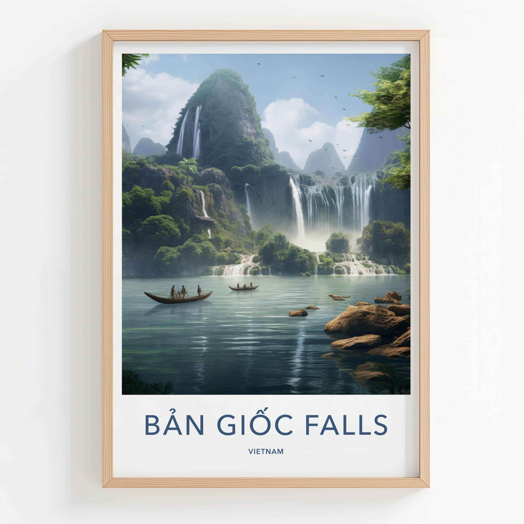 Ban Gioc Falls Poster - Vietnam Travel Art - Mountain River Falls Home Decor