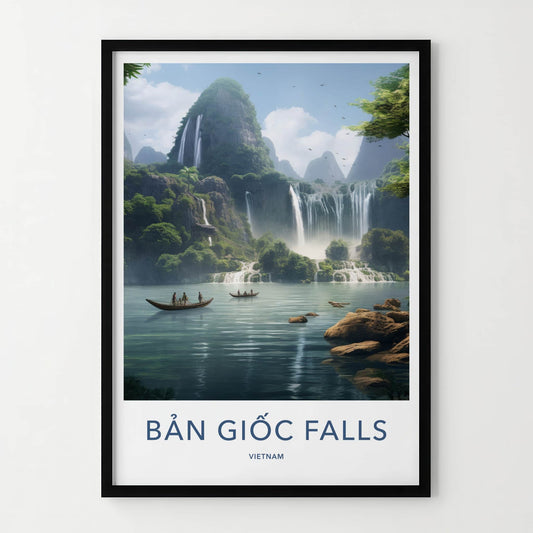 Ban Gioc Falls Poster - Vietnam Travel Art - Mountain River Falls Home Decor